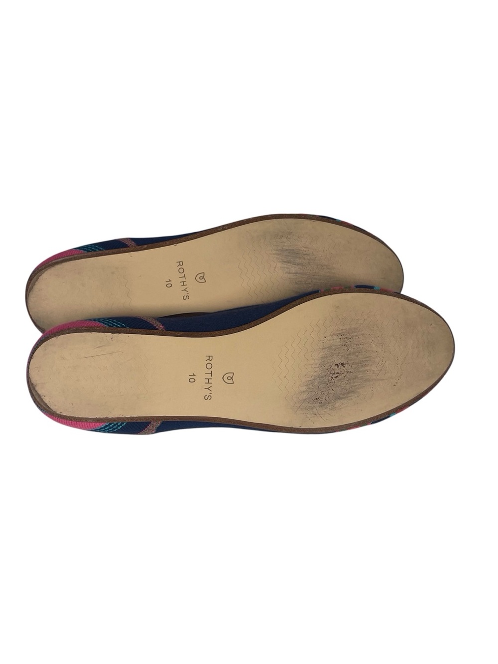 Rothy’s Merino Wool Flat Ballet Shoes Size 10 Knit Upper Navy Ribbon Stripe - Picture 6 of 8